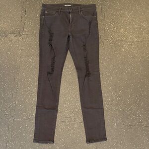 8Long Black Distressed Skinny Jeans